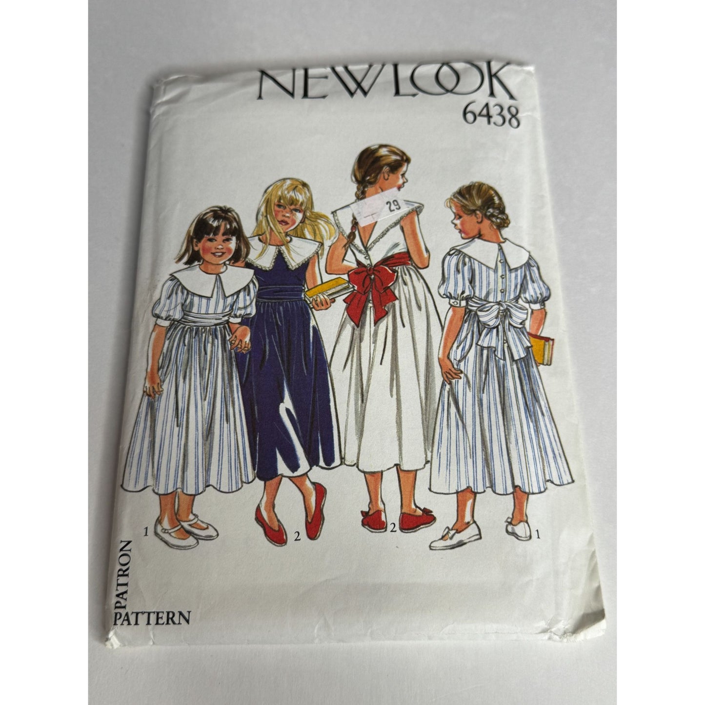 New Look Sewing Pattern 6438 Girls Dress Pattern With Collar Bow Details UC 4-12