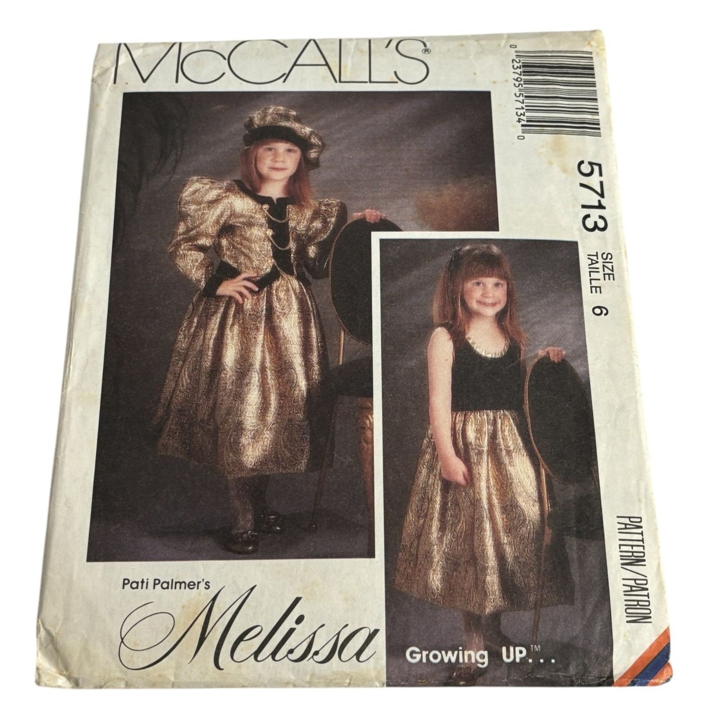 McCalls Sewing Pattern 5713 Lined Jacket Dress Puffed Sleeves Girls Size 6 Uncut