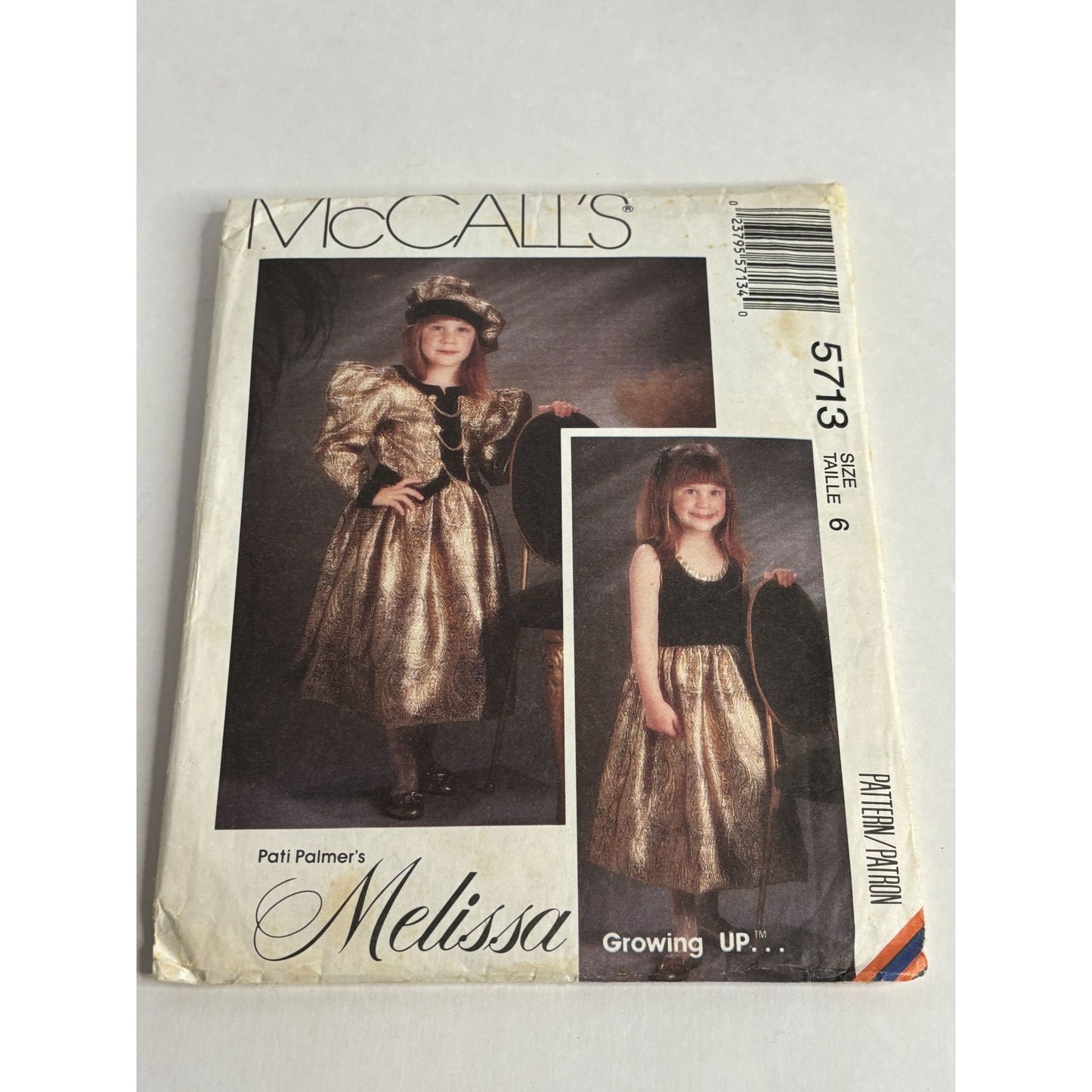 McCalls Sewing Pattern 5713 Lined Jacket Dress Puffed Sleeves Girls Size 6 Uncut