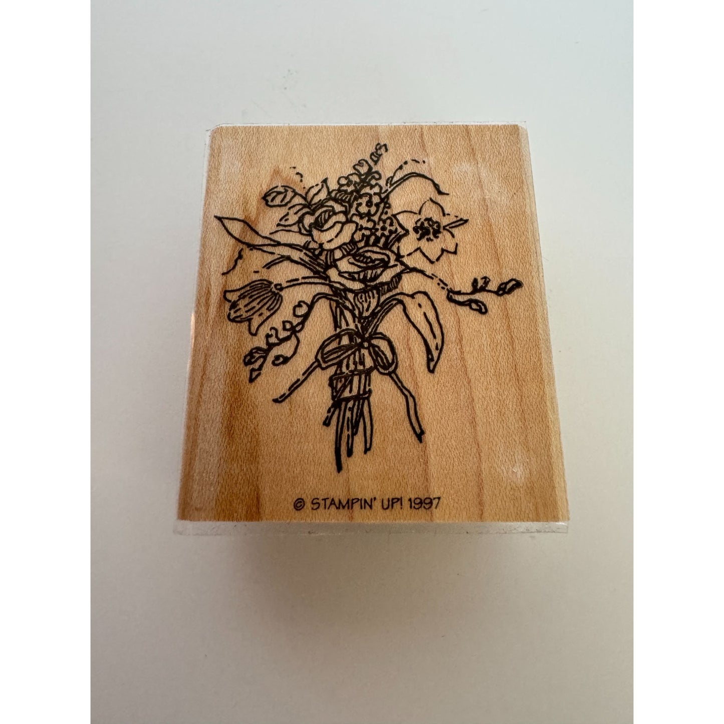 Stampin Up Rubber Stamp Bouquet of Flowers with Bow Floral Design Card Making