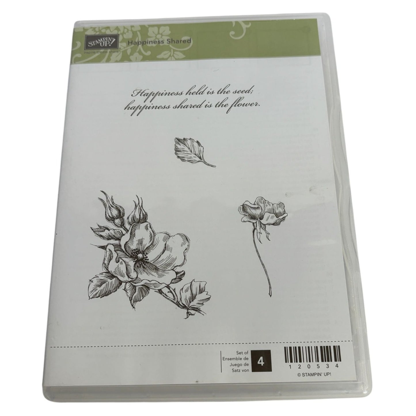 Stampin Up Clear Mount Rubber Stamp Set Happiness Shared Spring Dogwood Flower