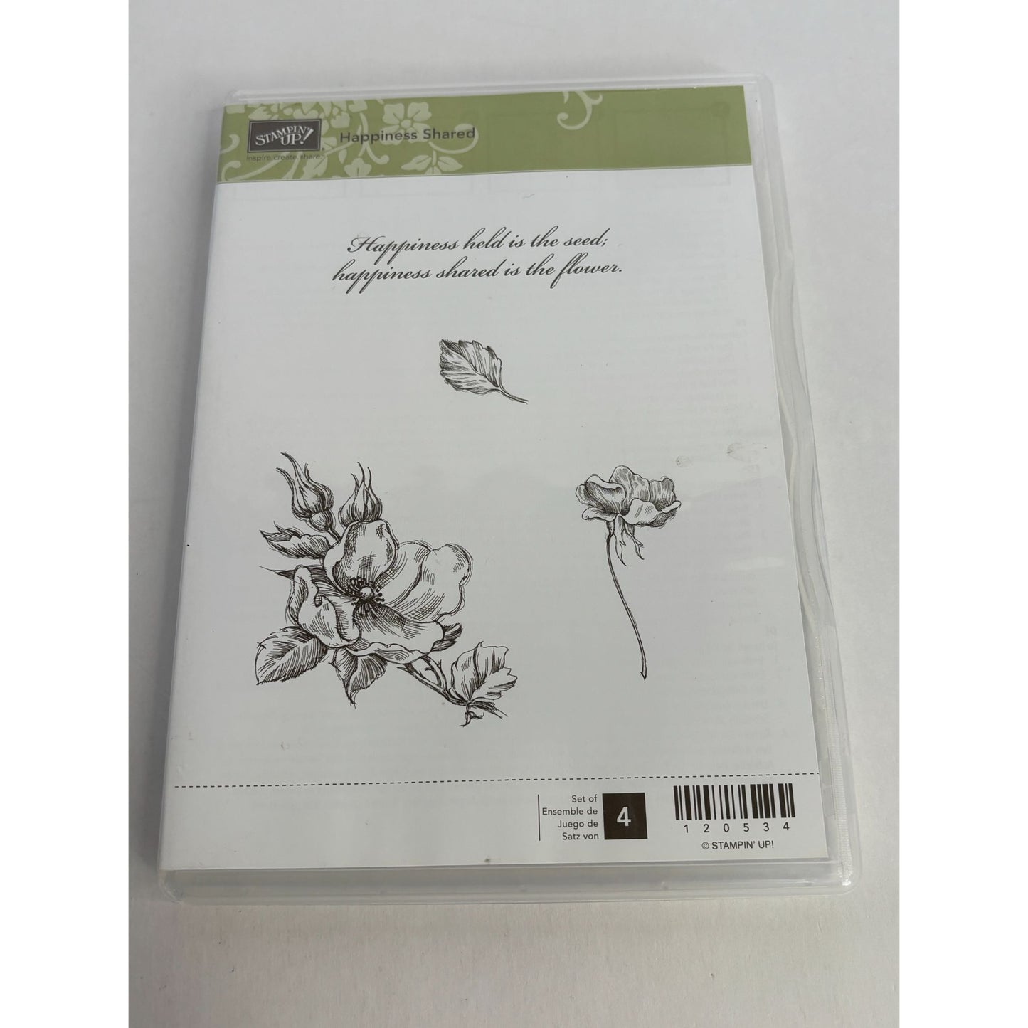 Stampin Up Clear Mount Rubber Stamp Set Happiness Shared Spring Dogwood Flower