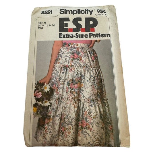 Simplicity Sewing Pattern 8551 Floral Tiered Skirt 10 12 14 Uncut ESP Extra-Sure