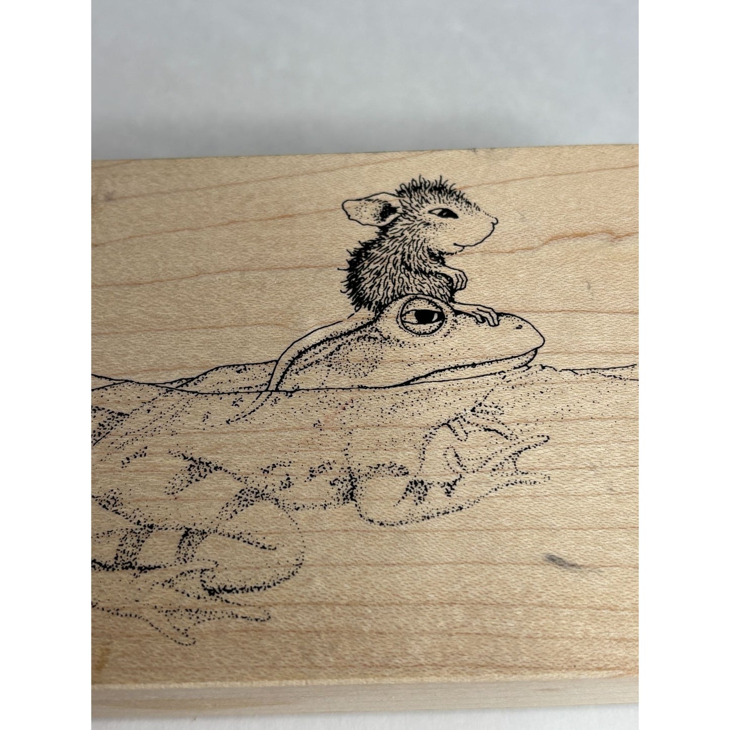 House Mouse Rubber Stamp Frog Floating Stampa Rosa Funny Friendship Card Making