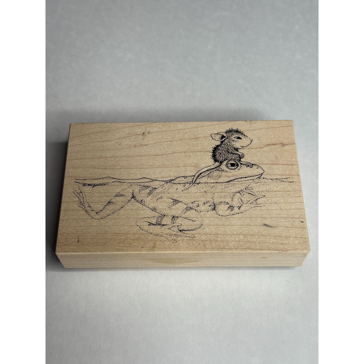 House Mouse Rubber Stamp Frog Floating Stampa Rosa Funny Friendship Card Making