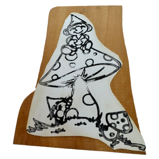 Gnome Rubber Stamp Toadstool Mushroom Elf Woodland Forest Fantasy Card Making