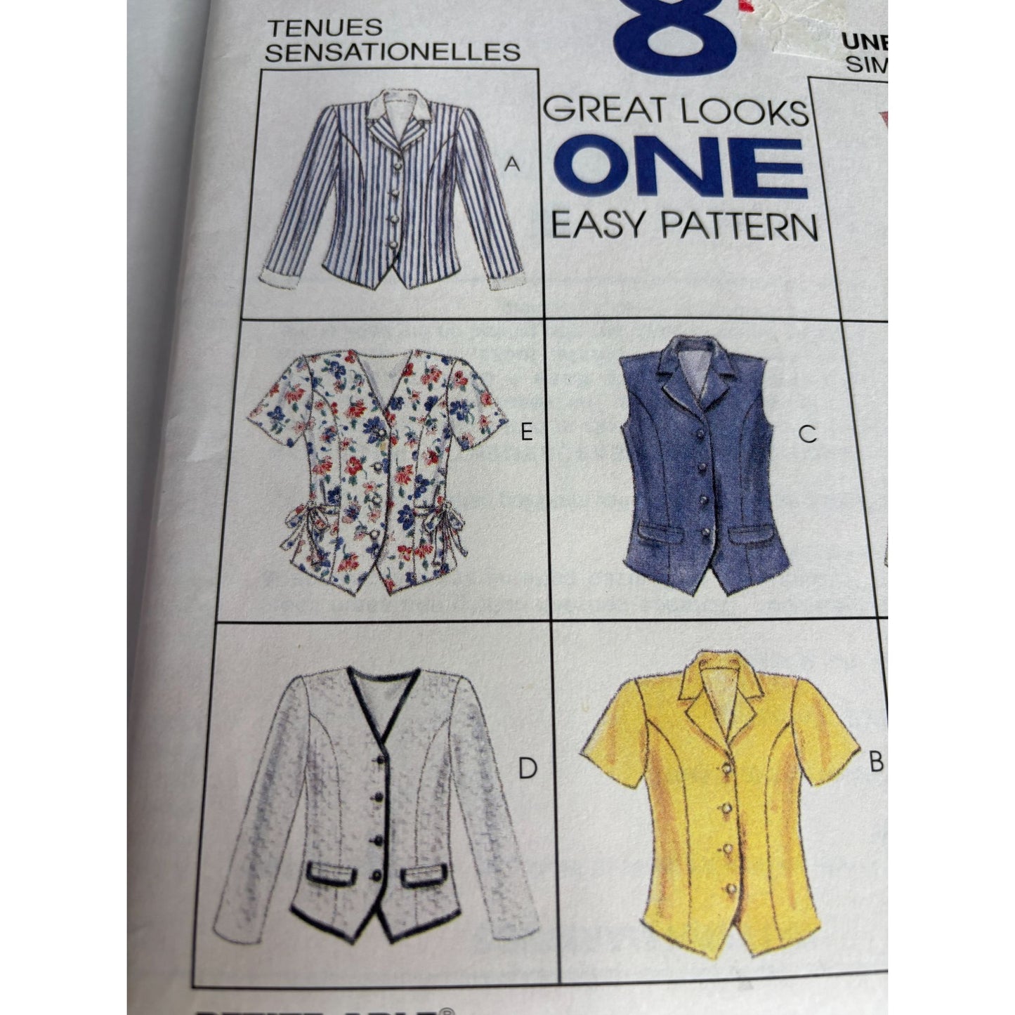 McCalls Sewing Pattern 8222 Misses Shirt Fitted Tops Front Buttons 20 22 24 UC