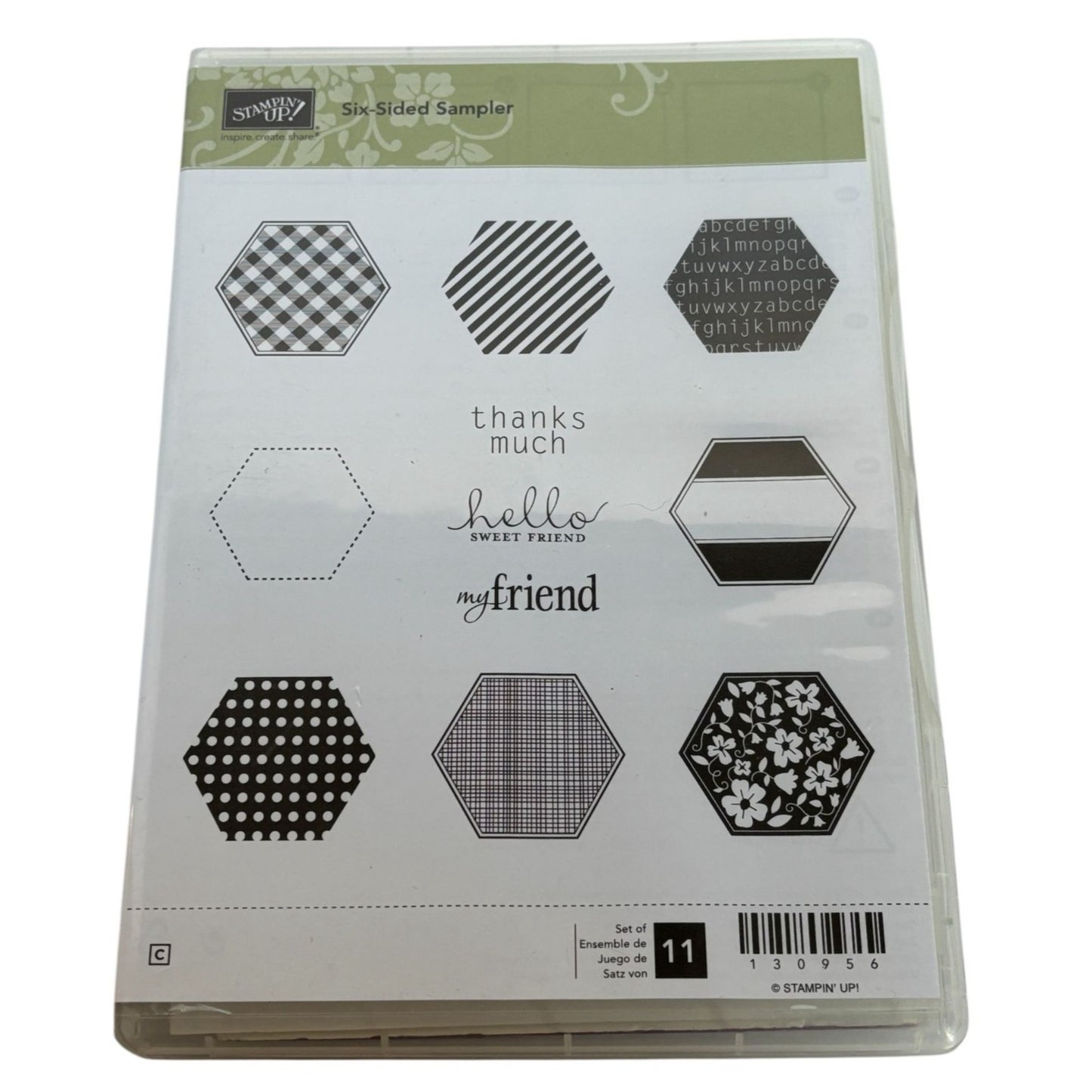 Stampin Up Six Sided Sampler Clear Mount Stamps Set Hexagons Hello Sweet Friend