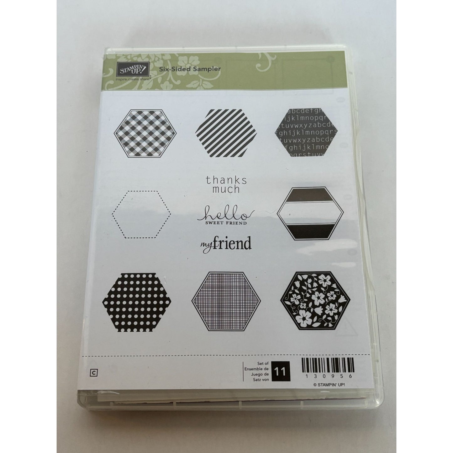 Stampin Up Six Sided Sampler Clear Mount Stamps Set Hexagons Hello Sweet Friend