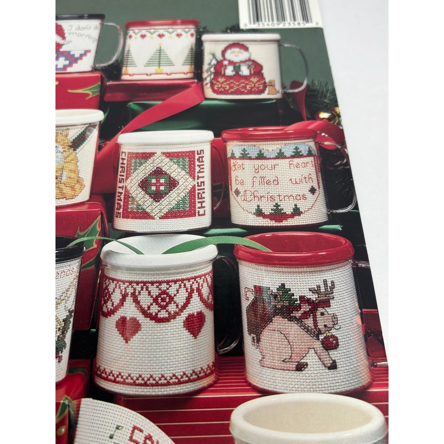 American School of Needlework Cross Stitch Pattern Christmas Mugs Cowboy Snowman