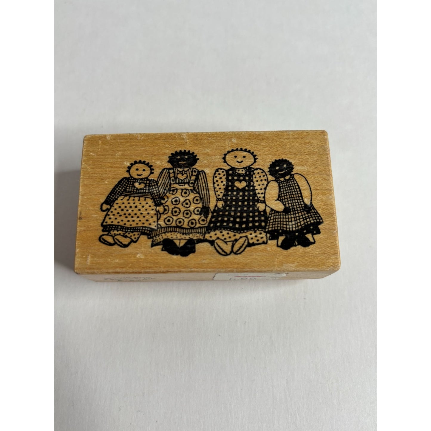 PSX Wood Mounted Rubber Stamp Four Rag Dolls in a Row Card Making Craft E882