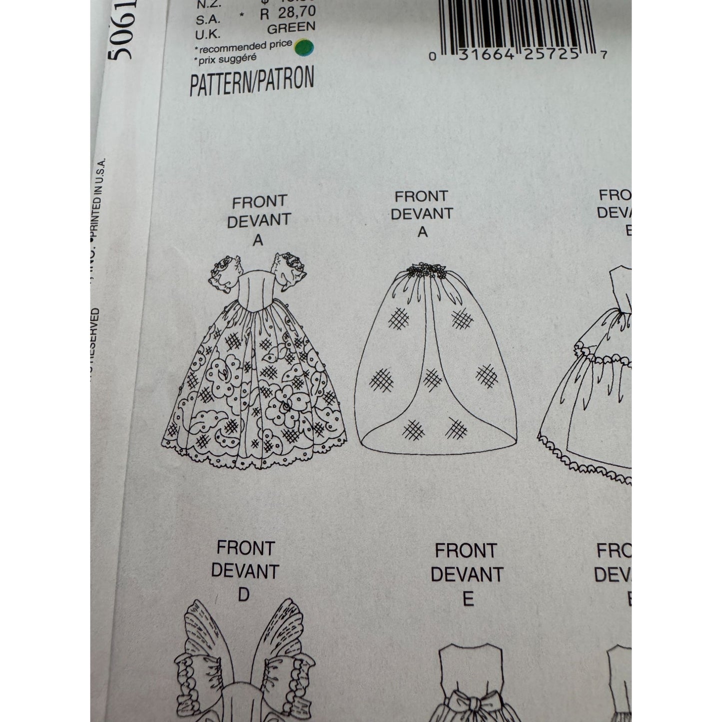 Butterick Sewing Pattern 5061 Doll Clothes ClothingWinter Dress 11.5 inch Uncut