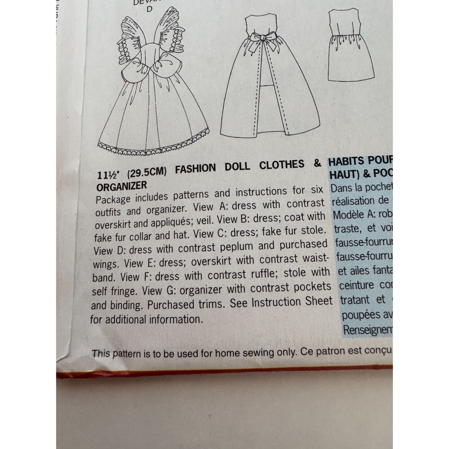 Butterick Sewing Pattern 5061 Doll Clothes ClothingWinter Dress 11.5 inch Uncut