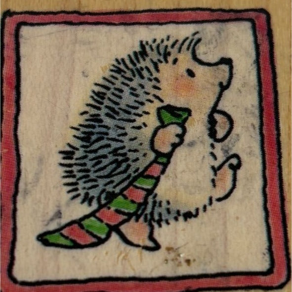 Penny Black Rubber Stamp Mini Hedgehog Tie Necktie Cute Animal Fathers Day Card