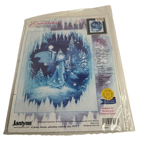 Janlynn Embellished Cross Stitch Kit Olde Jack Frost Winter Wizard Fantasy Beads