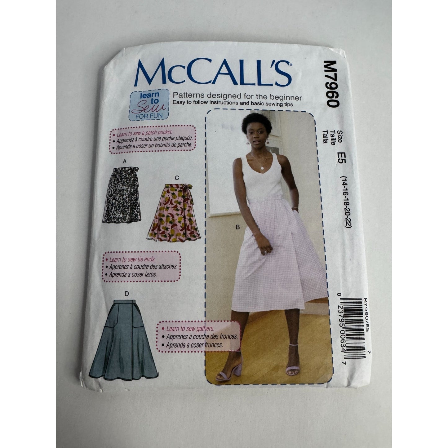 McCalls Sewing Pattern M7960 Skirt 14 16 18 20 22 Easy Learn to Sew Beginner UC