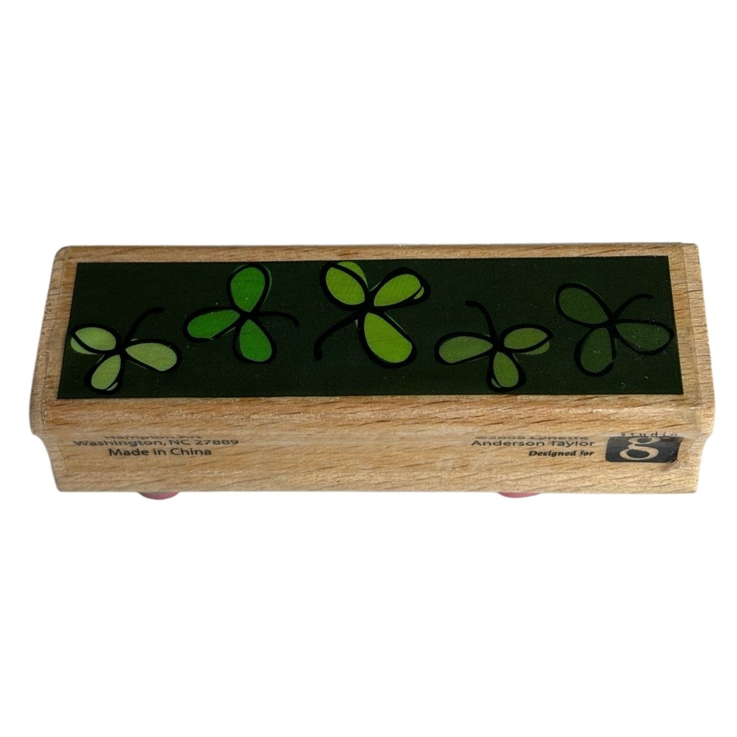 Hampton Art Rubber Stamp St Patricks Day Three Leaf Clovers Border Card Making