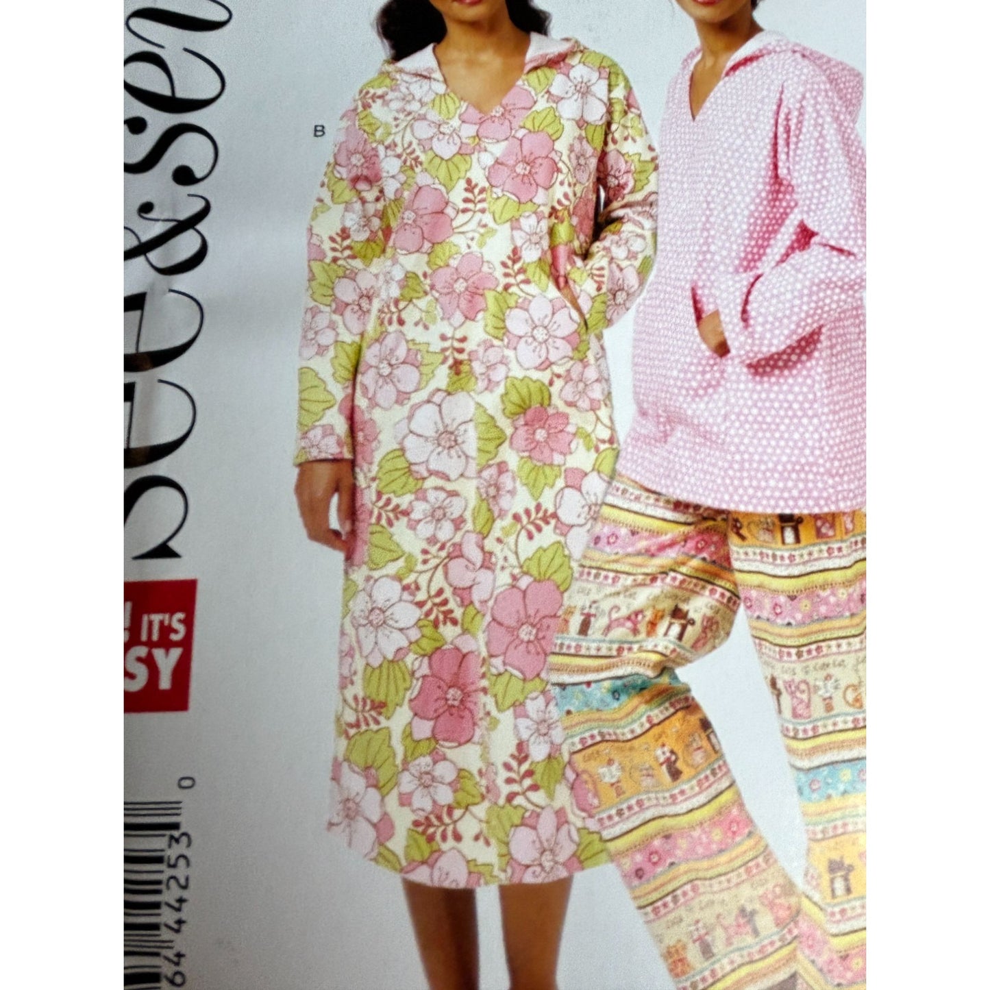 Butterick See and Sew Sewing Pattern B5704 Nightshirt Pajamas Pants Easy XS-XL