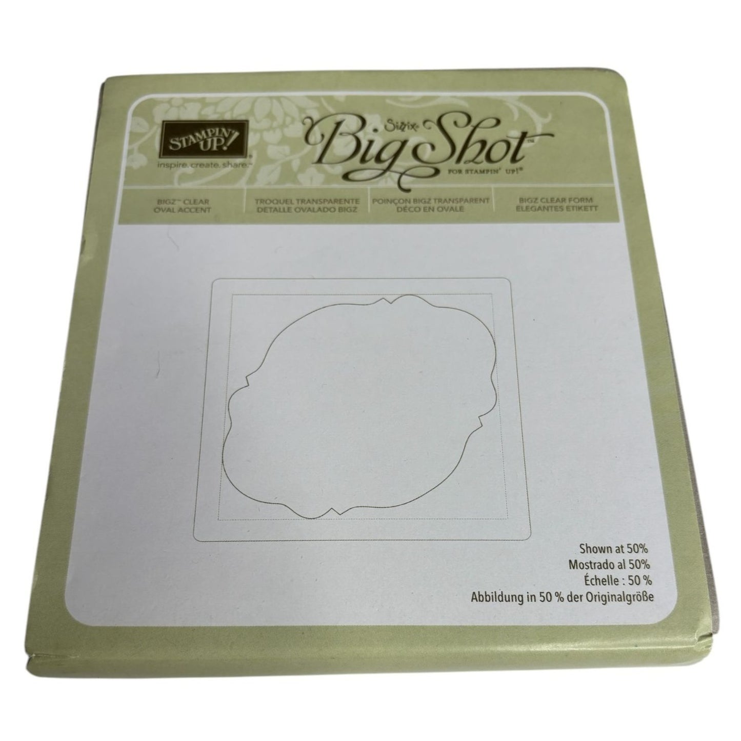 Stampin Up Sizzix Bigz Clear Oval Accent Die For Big Shot Embossing Cutting 6 in