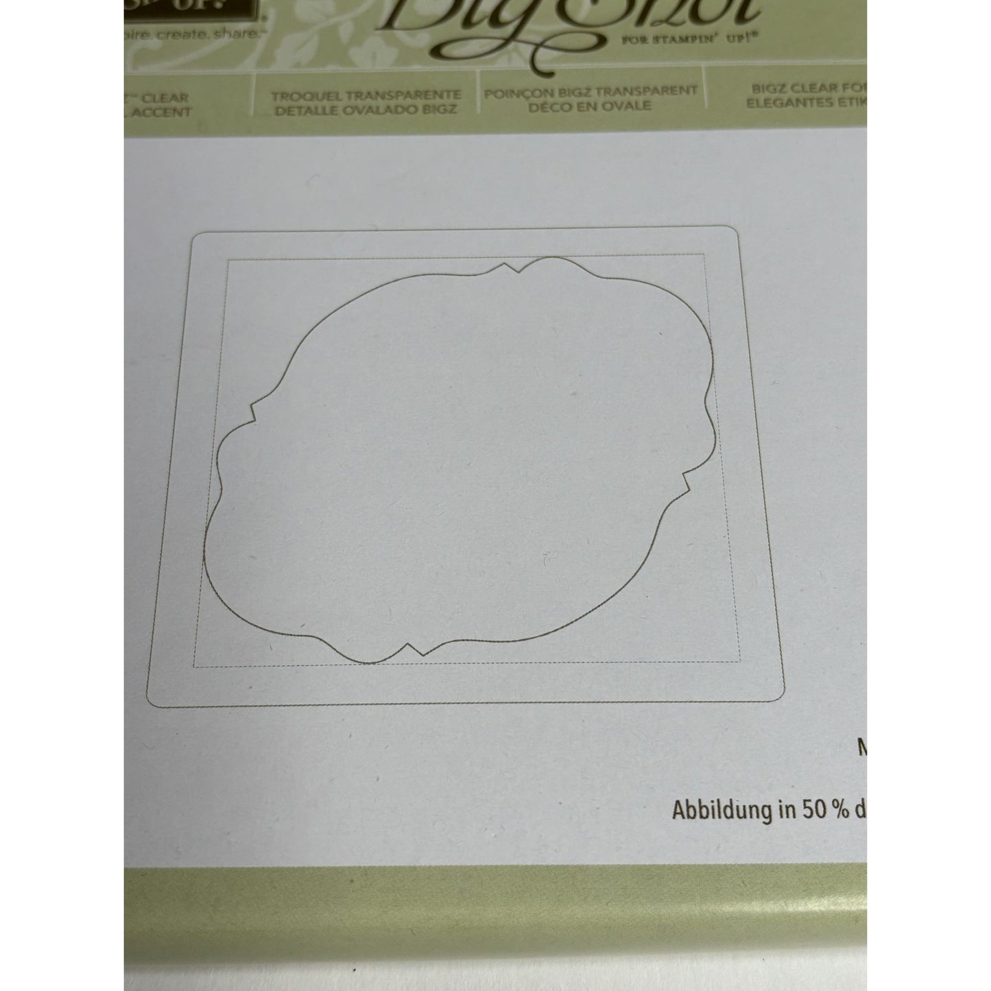 Stampin Up Sizzix Bigz Clear Oval Accent Die For Big Shot Embossing Cutting 6 in