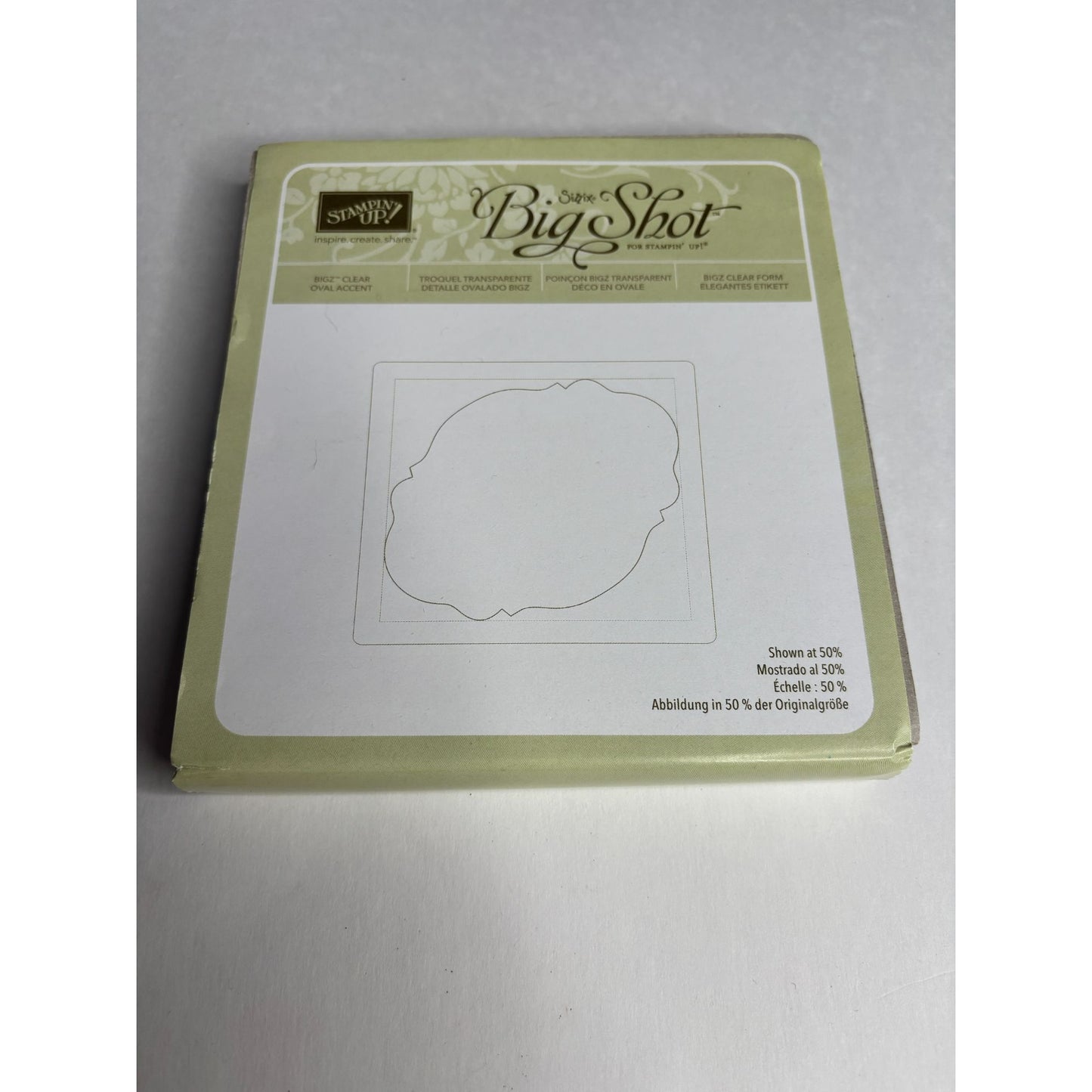 Stampin Up Sizzix Bigz Clear Oval Accent Die For Big Shot Embossing Cutting 6 in