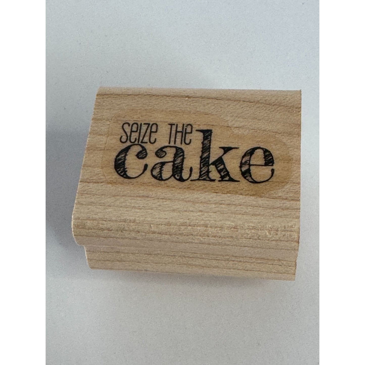 Stampin Up Rubber Stamp Seize the Cake Funny Birthday Card Making Word Sentiment