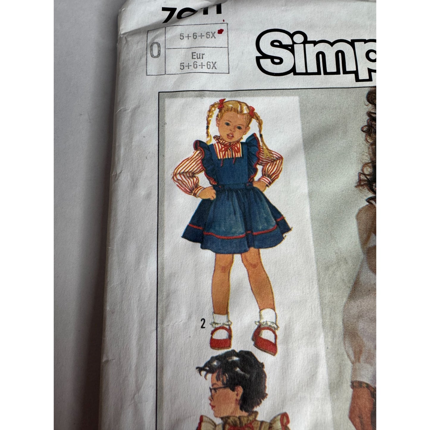 Simplicity Sewing Pattern 7011 Blouse Jumper Overalls Girls 5 6 6X Vintage Uncut