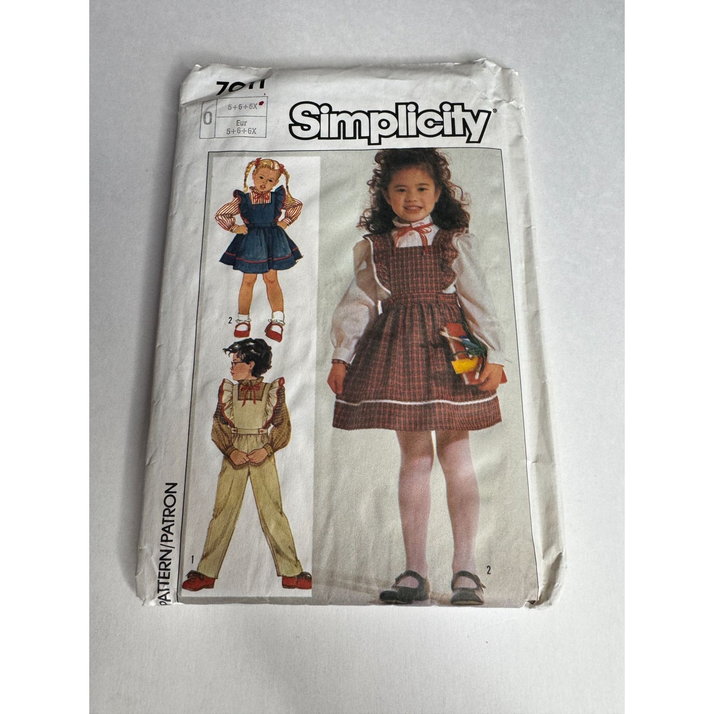 Simplicity Sewing Pattern 7011 Blouse Jumper Overalls Girls 5 6 6X Vintage Uncut