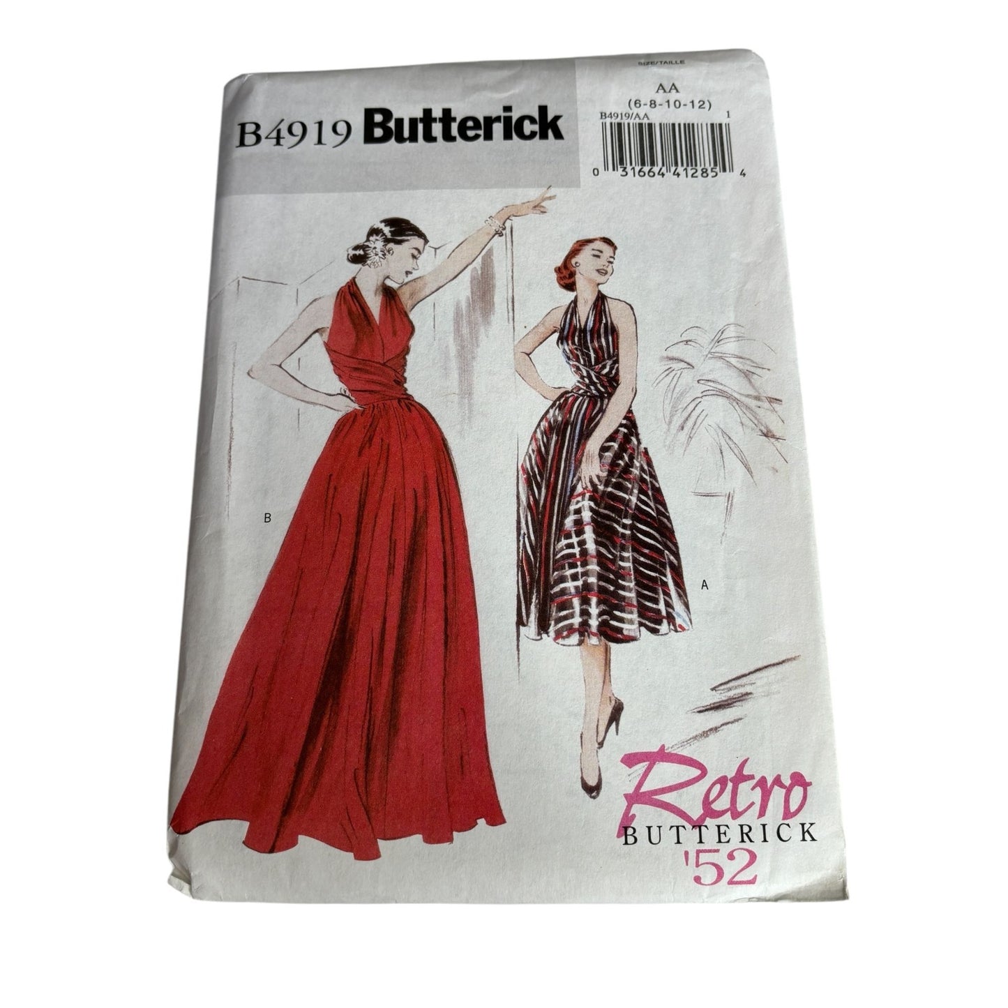 Butterick Sewing Pattern B4919 Retro Halter Dress Flared Sleeveless Easy 6-12 UC