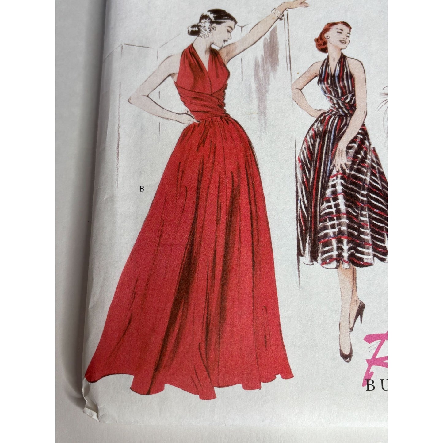 Butterick Sewing Pattern B4919 Retro Halter Dress Flared Sleeveless Easy 6-12 UC