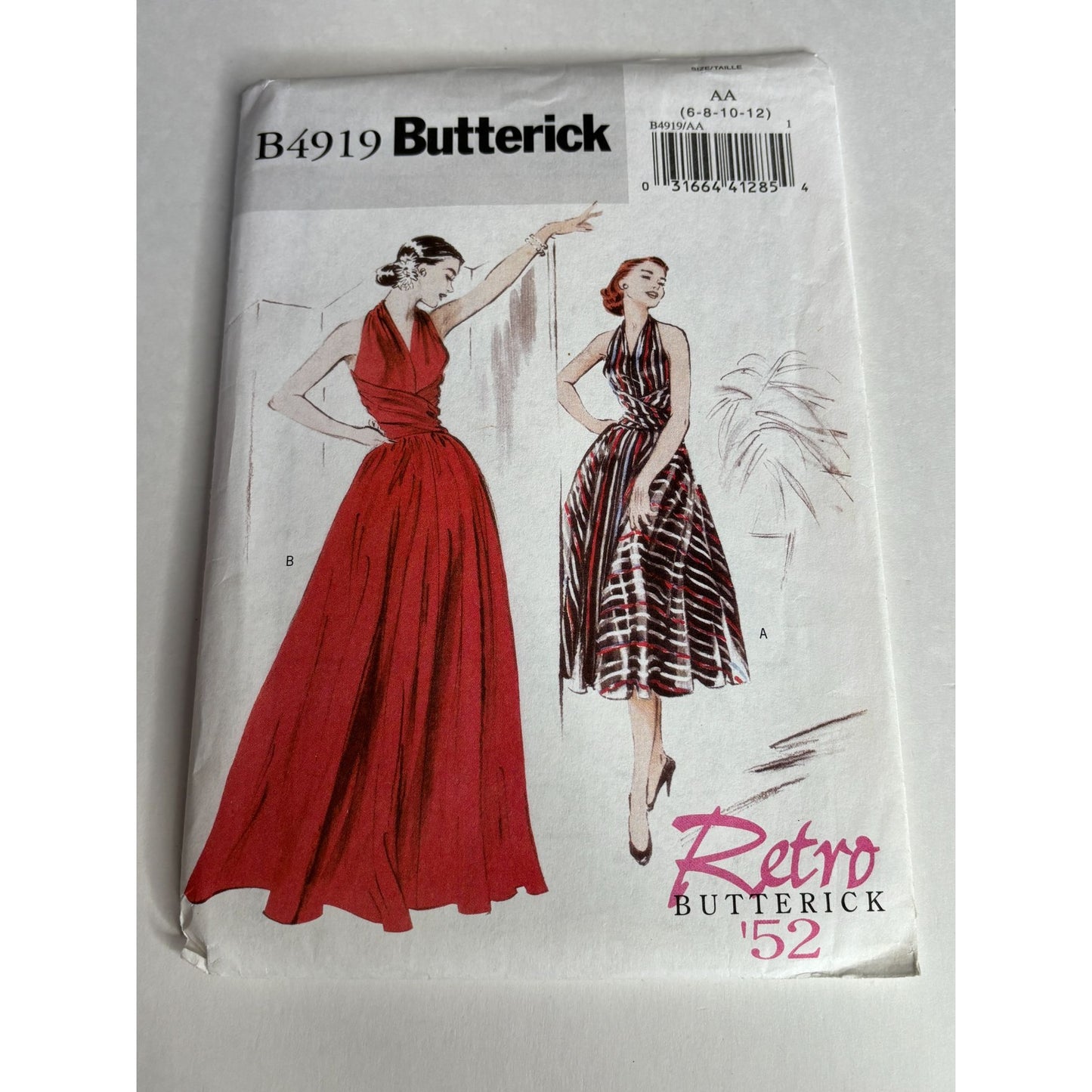 Butterick Sewing Pattern B4919 Retro Halter Dress Flared Sleeveless Easy 6-12 UC