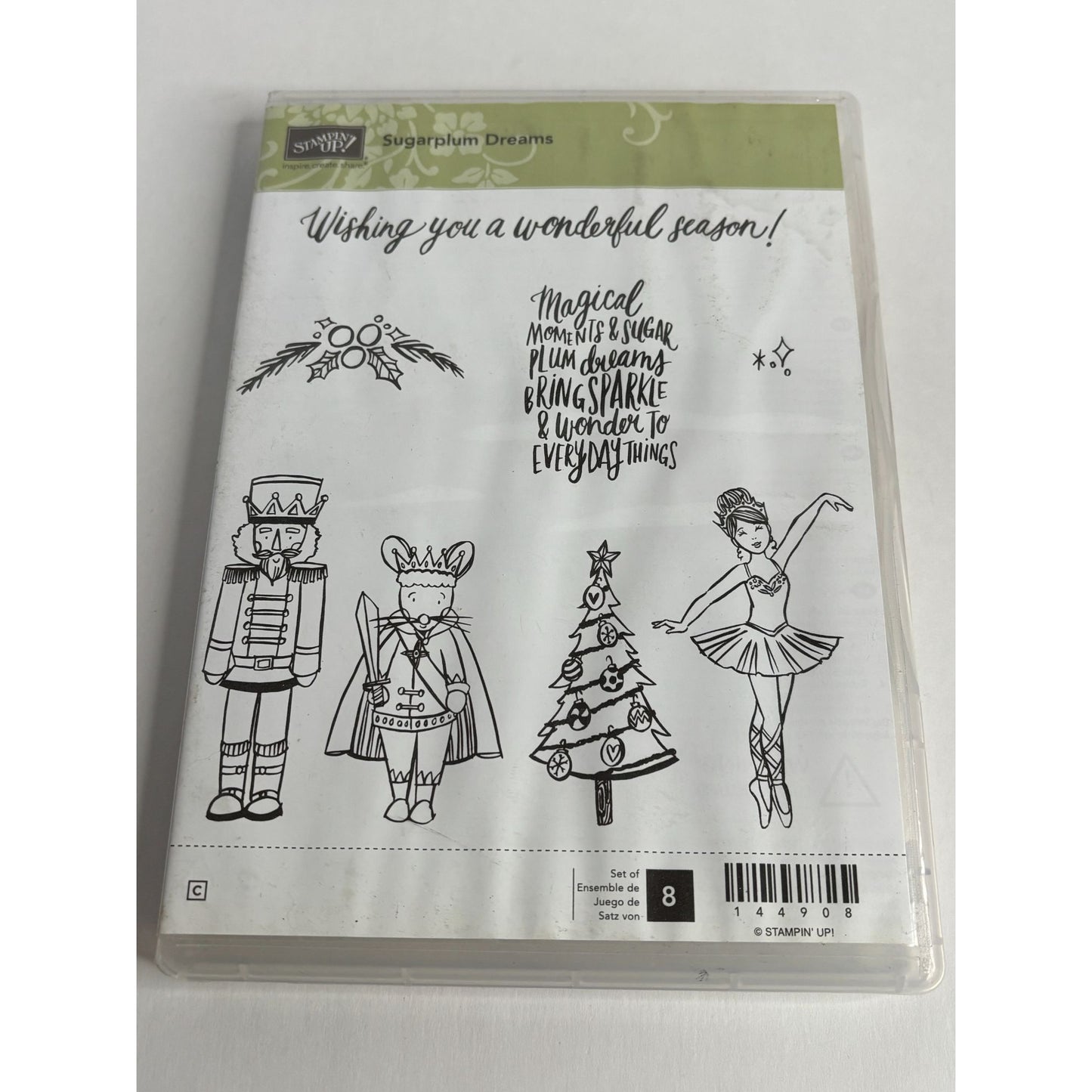 Stampin Up Clear Mount Rubber Stamp Set Sugarplum Dreams Nutcracker Incomplete