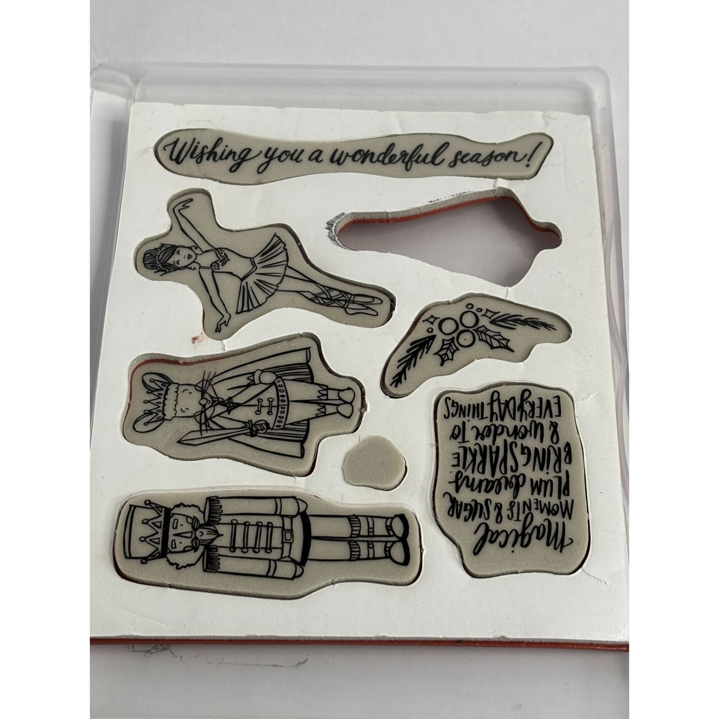 Stampin Up Clear Mount Rubber Stamp Set Sugarplum Dreams Nutcracker Incomplete