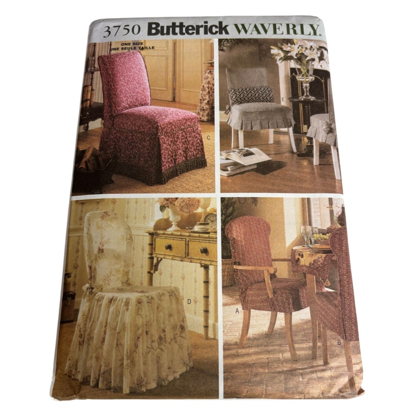 Butterick Sewing Pattern 3750 Waverly Chair Cover Slipcover Furniture Home Decor