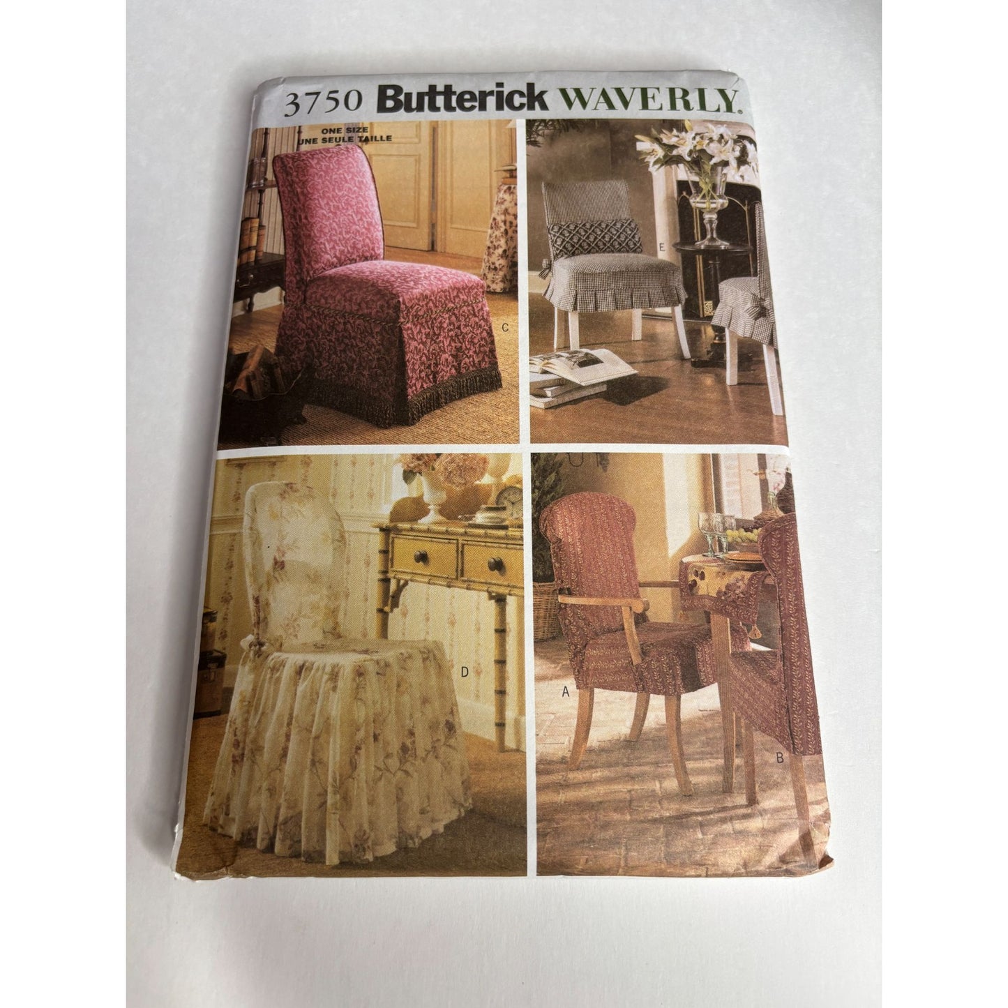 Butterick Sewing Pattern 3750 Waverly Chair Cover Slipcover Furniture Home Decor