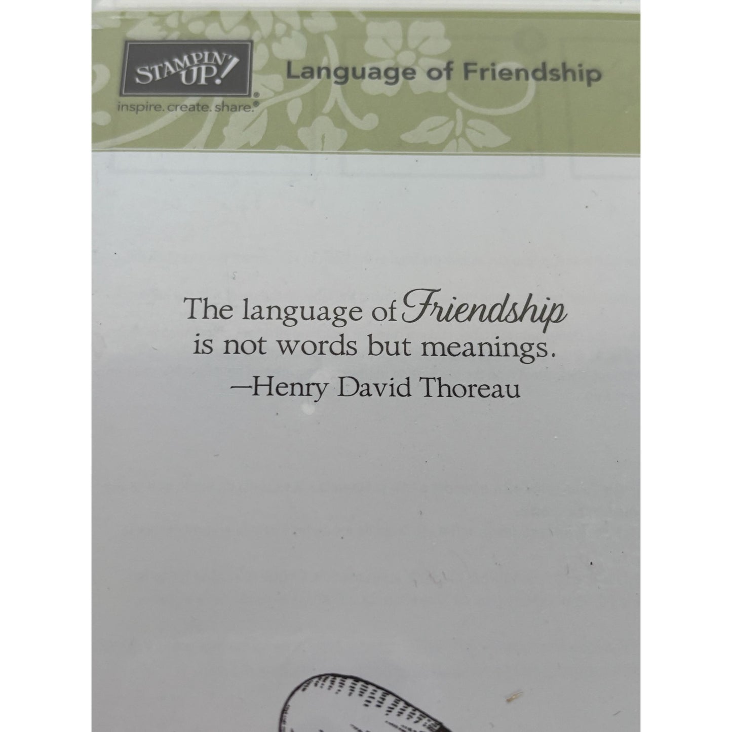 Stampin Up Language of Friendship Clear Mount Rubber Stamps Bird Thoreau Quote