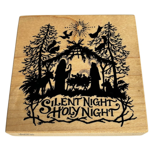 PSX Rubber Stamp Silent Night Holy Night Nativity Silhouette Christmas Stable