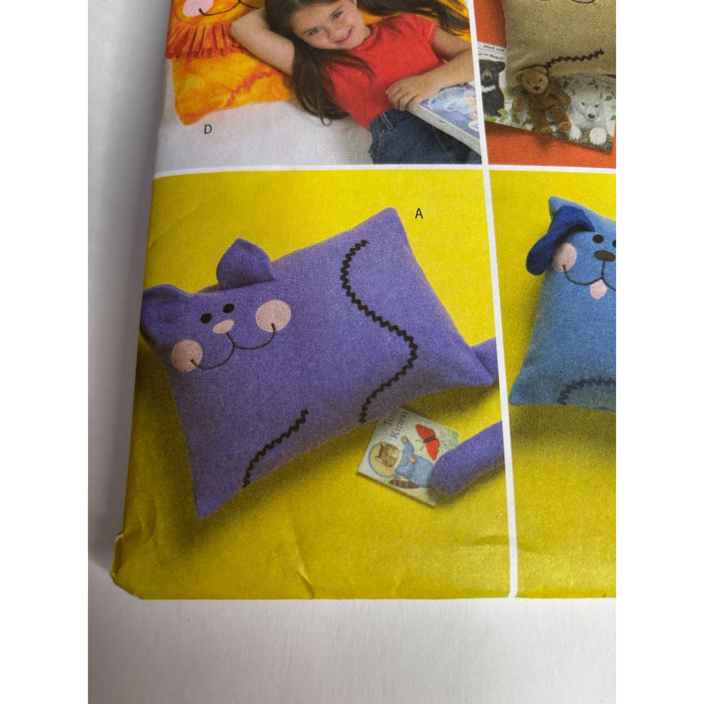 Butterick Sewing Pattern B4412 Fleece Animal Pillow Kids Cat Bear Dog Lion Uncut