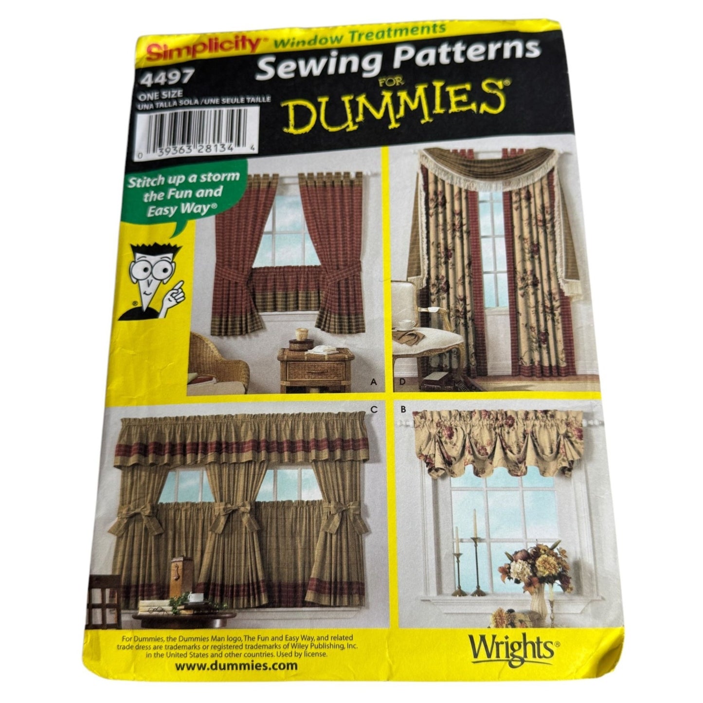 Simplicity Sewing Pattern for Dummies 4497 Window Treatments Curtains Home Decor