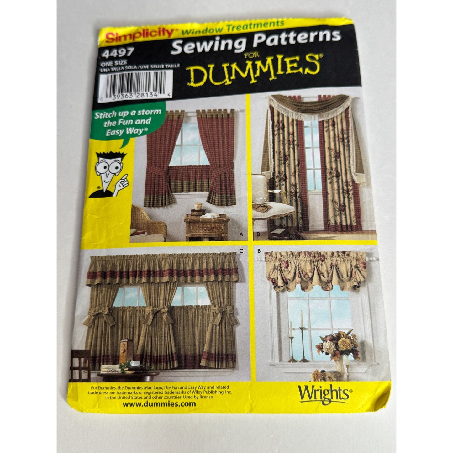 Simplicity Sewing Pattern for Dummies 4497 Window Treatments Curtains Home Decor