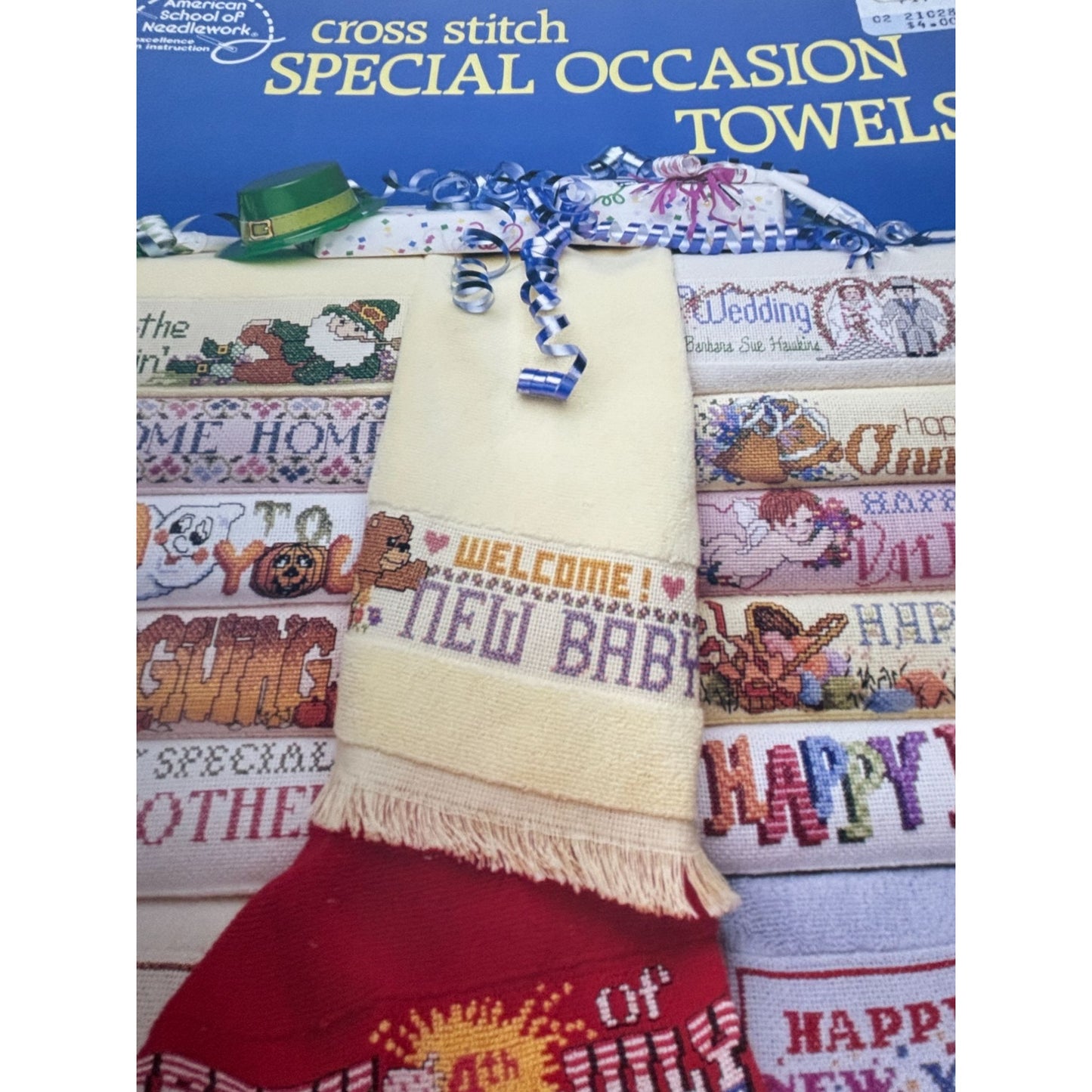 American School Of Needlework Cross Stitch Special Occasion Towels Book Birthday