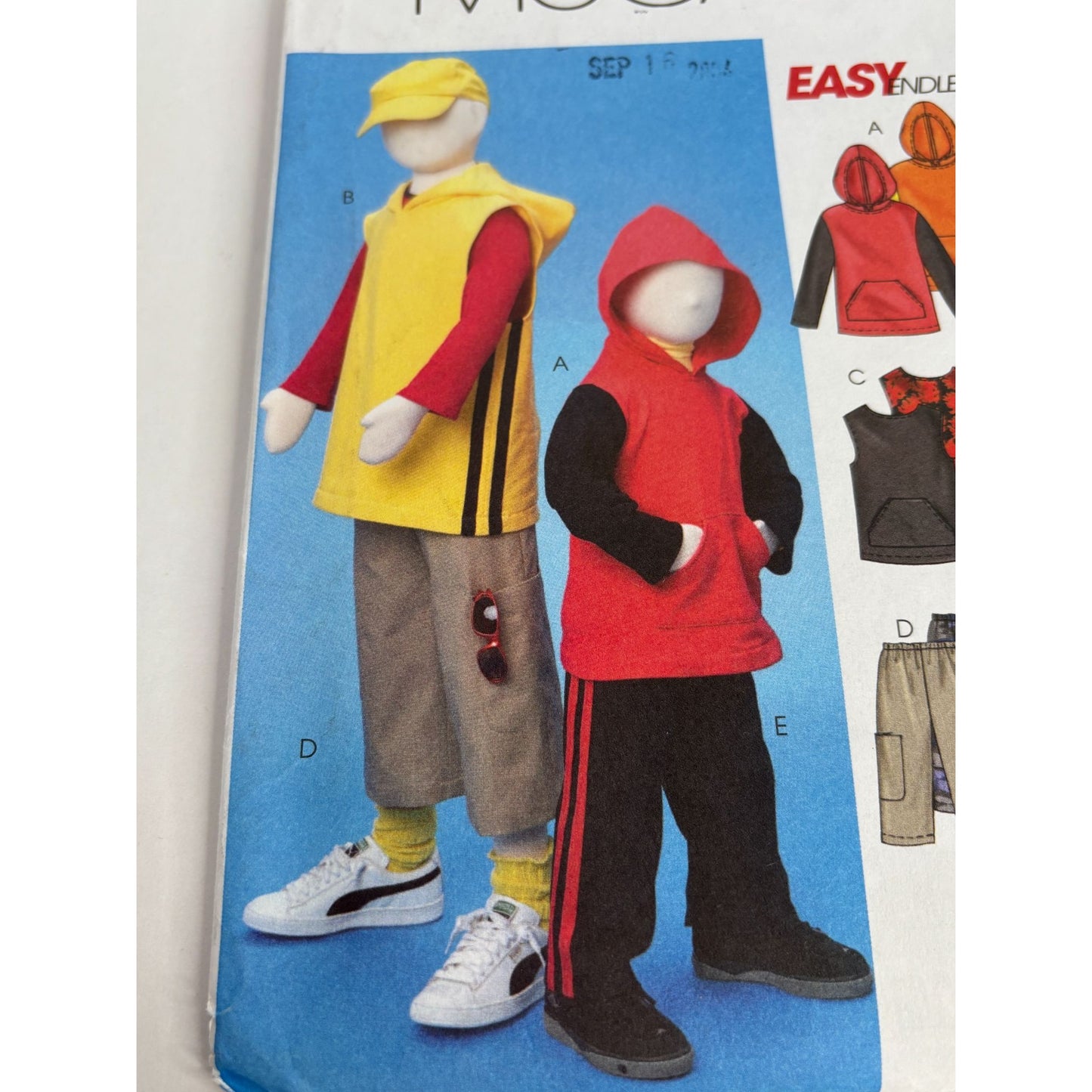 McCalls Sewing Pattern M4584 Boys Sports Outfit Casual Sweatshirt 7 8 10 12 Easy