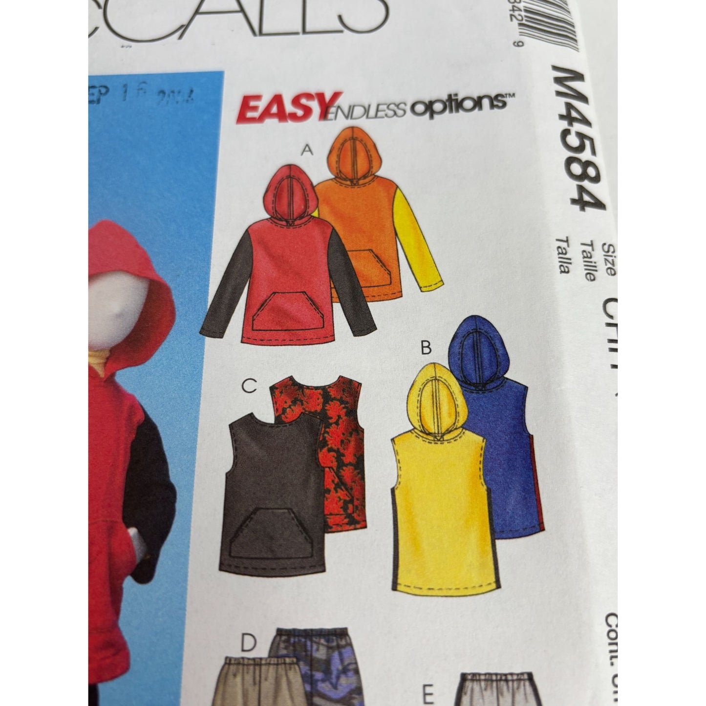 McCalls Sewing Pattern M4584 Boys Sports Outfit Casual Sweatshirt 7 8 10 12 Easy