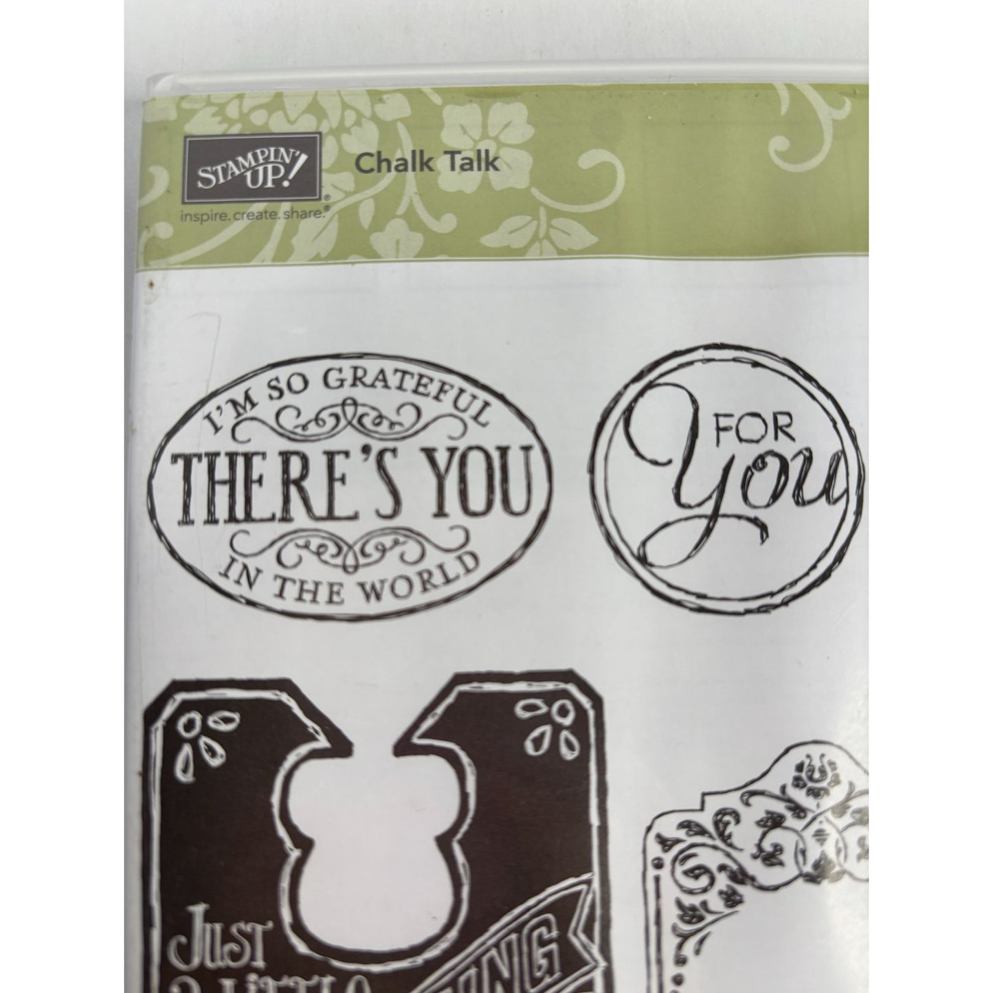 Stampin Up Rubber Stamp Set Chalk Talk Sentiments Frames Gift Tag Card Making