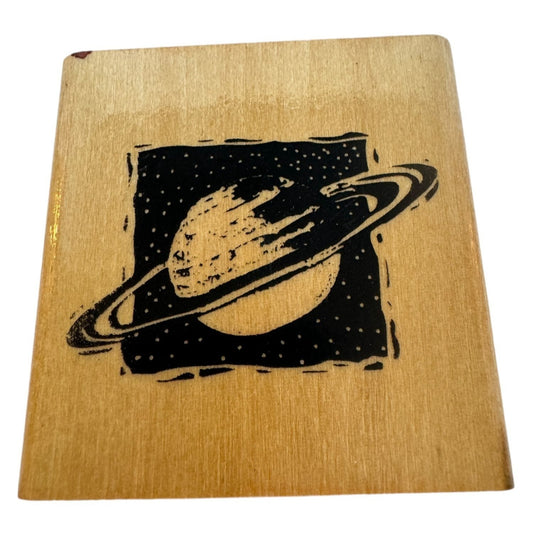 Rubber Stamp Saturn Planet Outer Space Celestial Science Night Sky Card Making