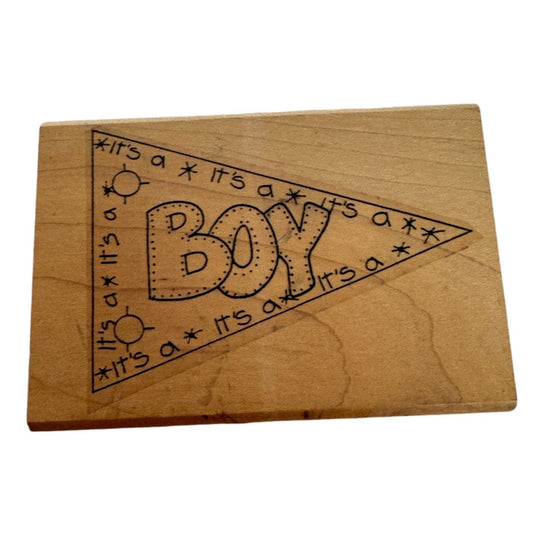 Limited Edition Rubber Stamp Its A Boy Baby Announcement Card Making Words Son