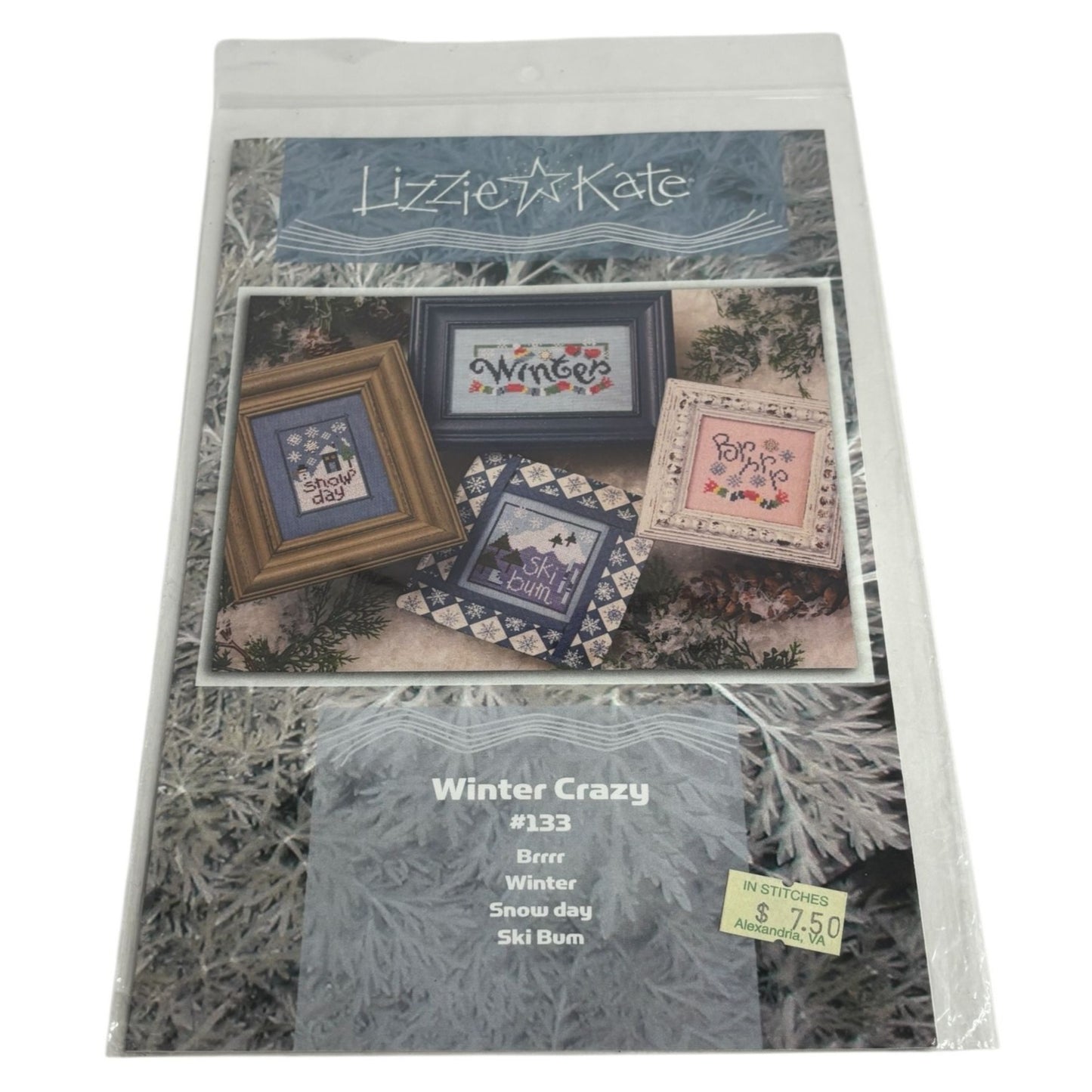 Lizzie Kate Cross Stitch Pattern Set Winter Crazy Brrr Snow Day Ski Bum Season