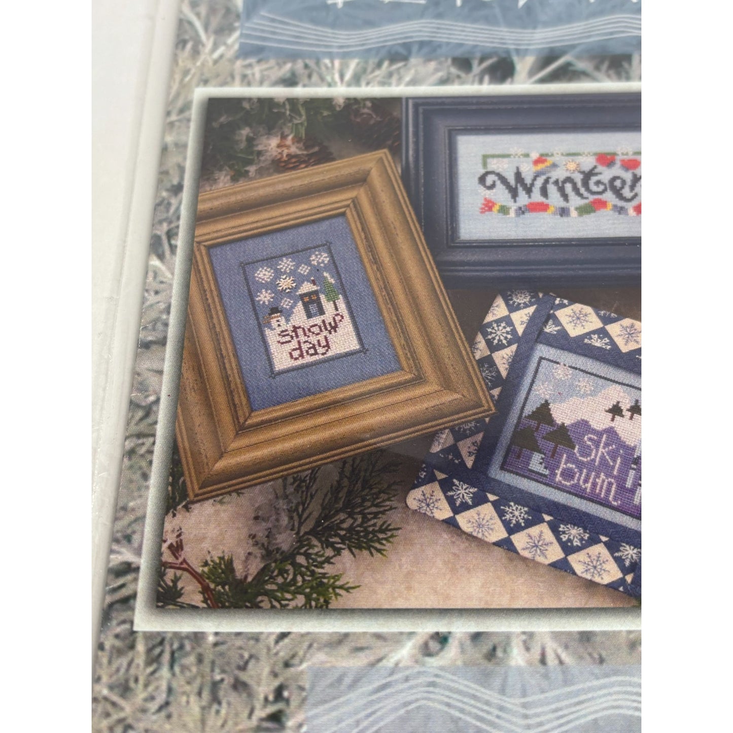 Lizzie Kate Cross Stitch Pattern Set Winter Crazy Brrr Snow Day Ski Bum Season