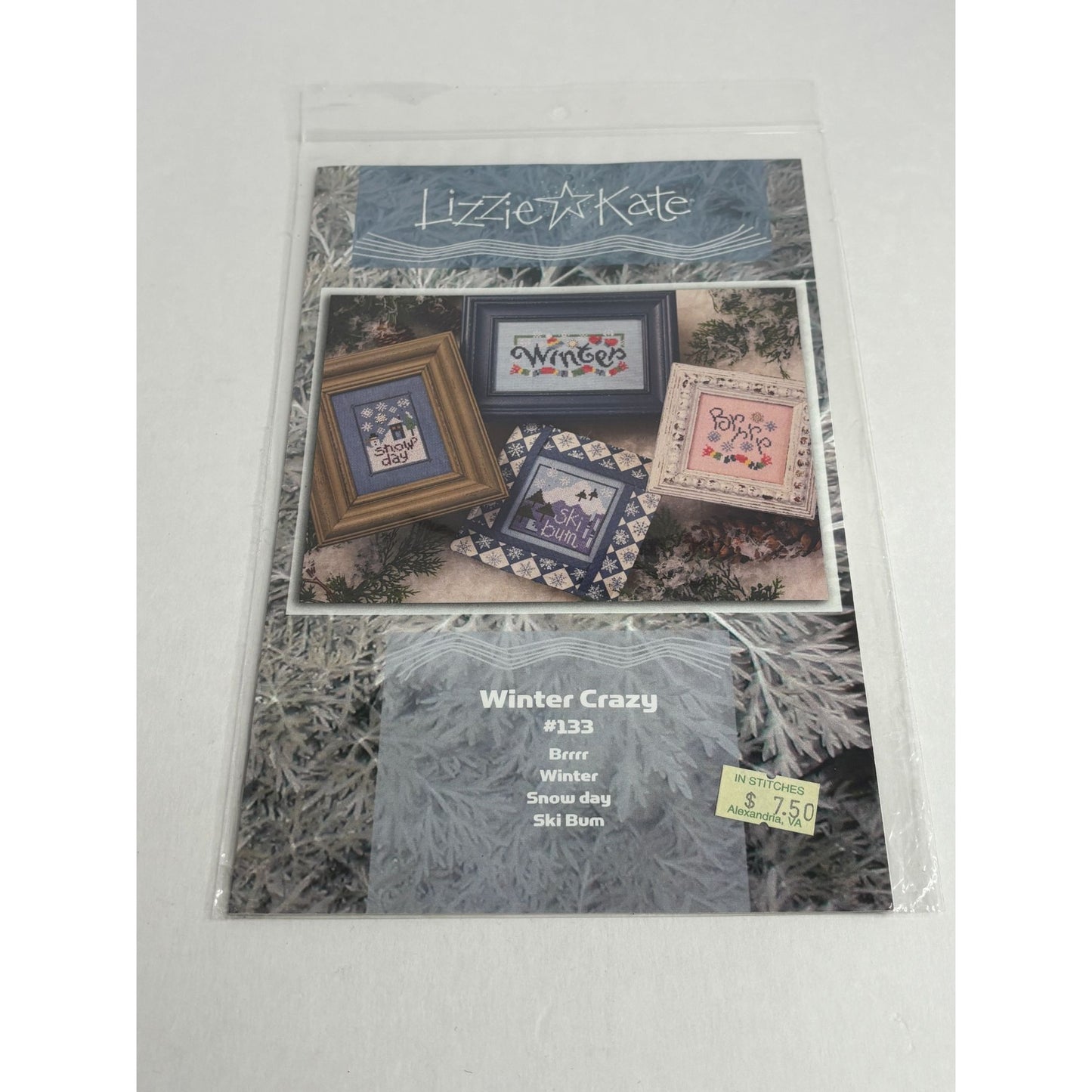 Lizzie Kate Cross Stitch Pattern Set Winter Crazy Brrr Snow Day Ski Bum Season