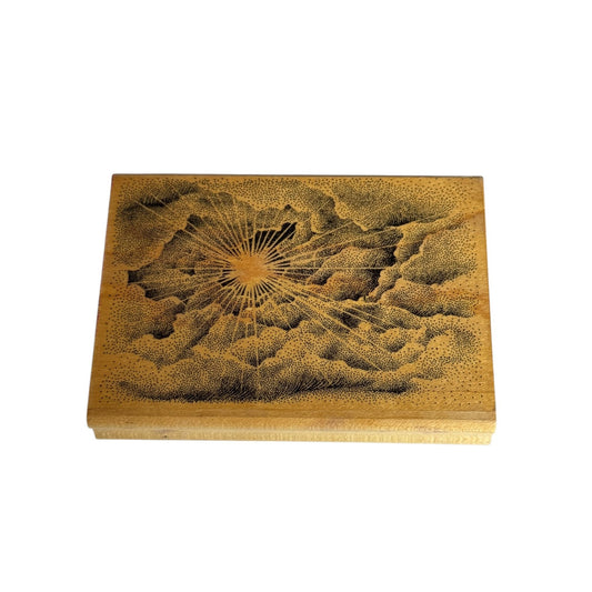 Stampscapes Rubber Stamp Cloud With Sun Large Heaven Sky Background Wood Mounted